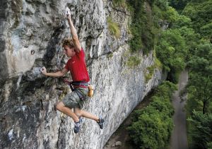 Climbing 2013:April_Ed Hamer on Major Waddage (F8b), Raven Tor, Peak District